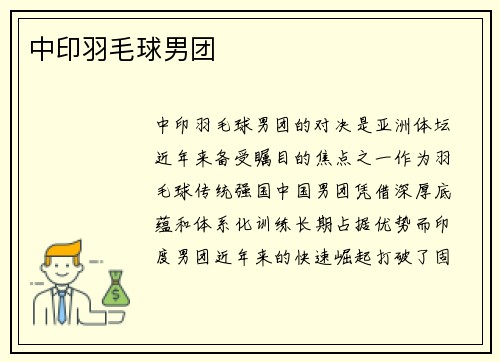 中印羽毛球男团